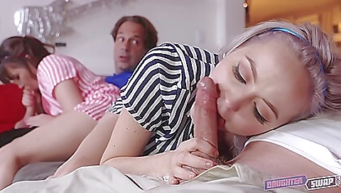 Sexy young blonde's cock feeder